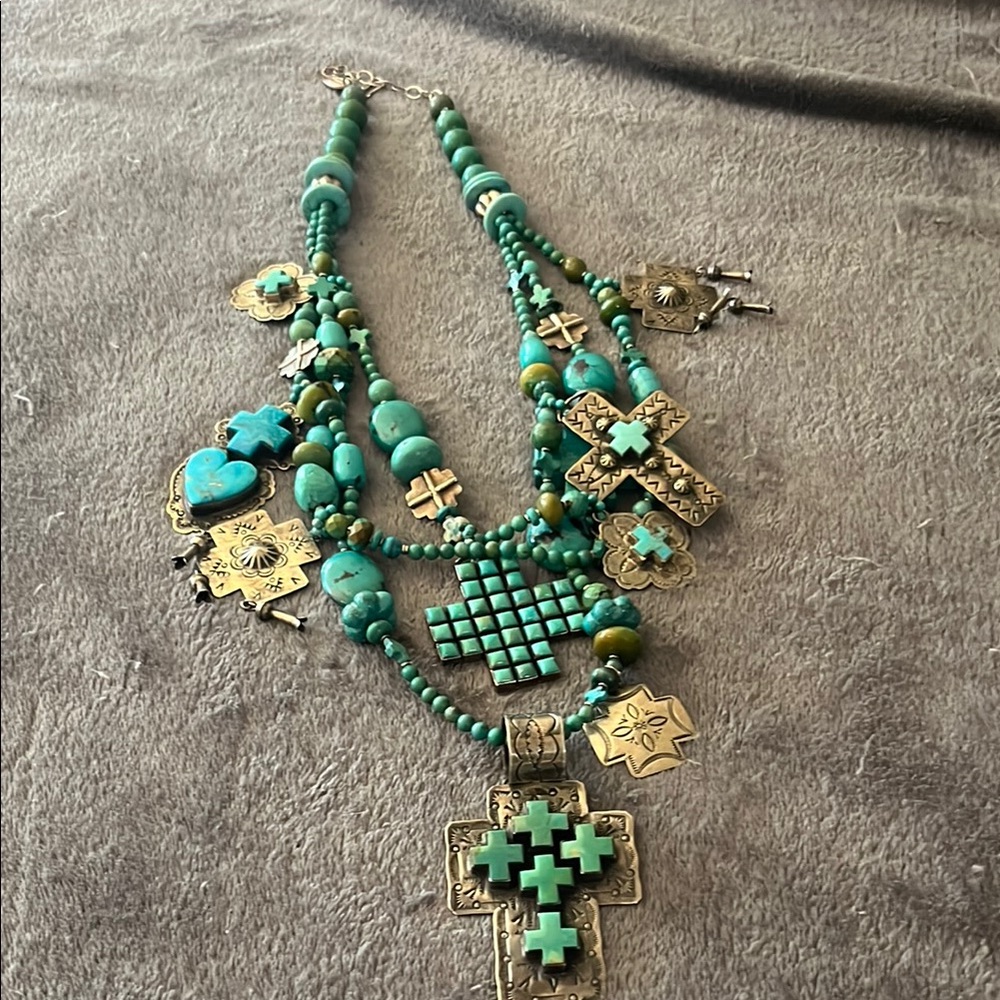 Kim Yubeta Sterling & Turquoise Statement Necklace